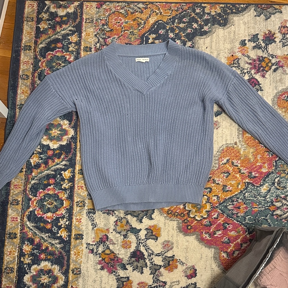 Blue V-Neck Women's Sweater